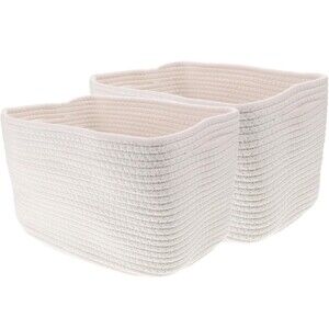 Cotton Rope Baskets for Shelves Storage, Cube Shelf Closet Storage Bins Set of 2